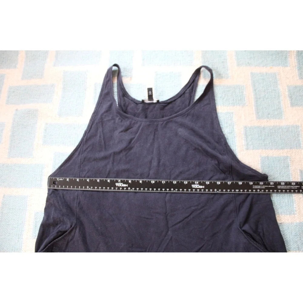 Eileen Fisher M Navy Blue Midi Tank Dress Lyocell Blend Pockets Lagenlook - Picture 7 of 7